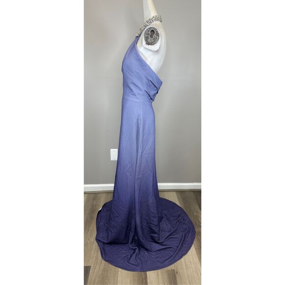 Rene Ruiz Embellished Halter Ombré Chiffon Gown Periwinkle Size US4 $995